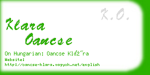 klara oancse business card